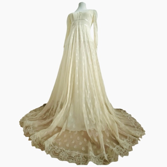 Vintage Gunne Sax by Jessica San Francisco Lace Dress Creme Ivory Woman XXS Fit - Picture 2 of 16